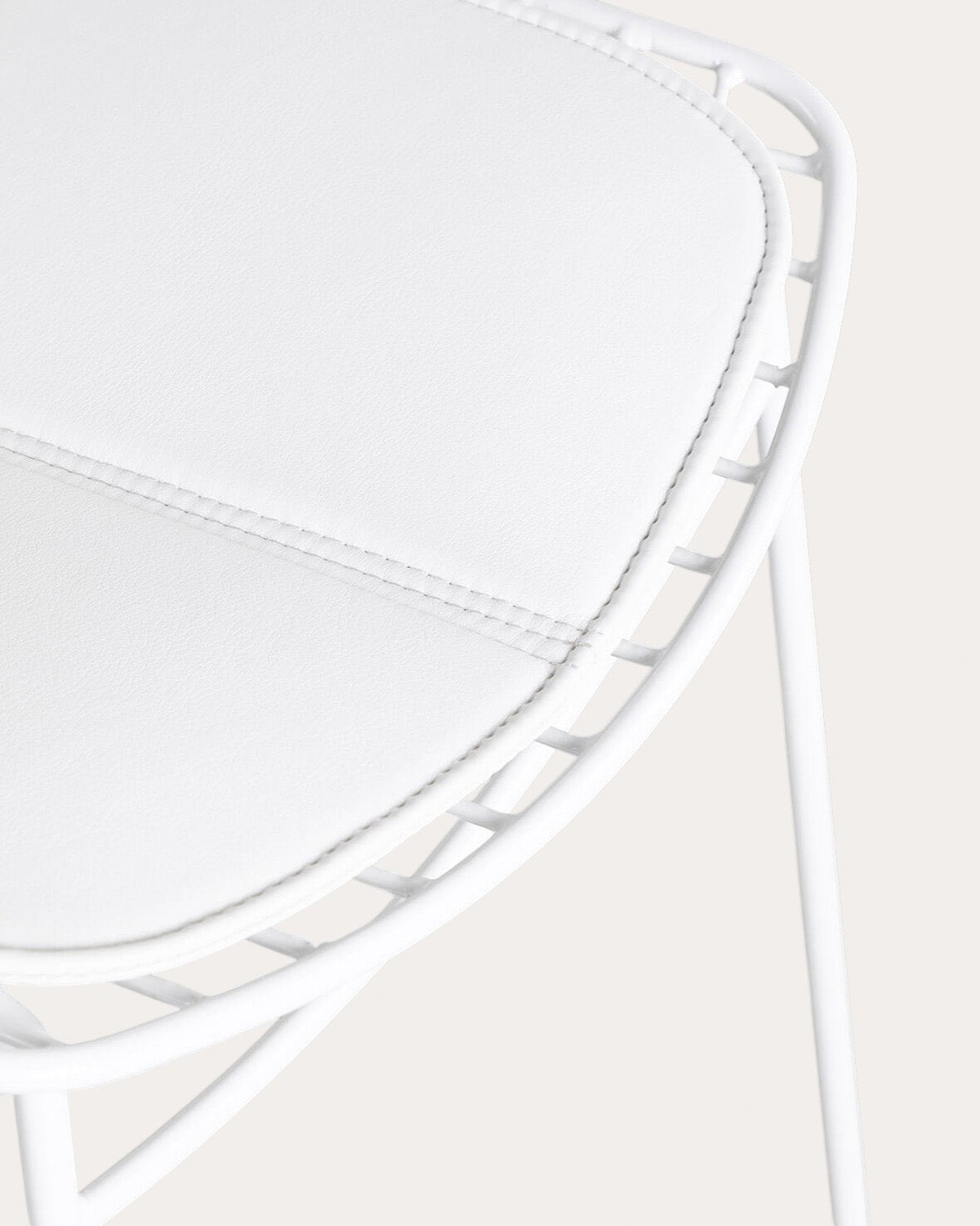 Aras Low Back Metal Bar Stool - Polar White