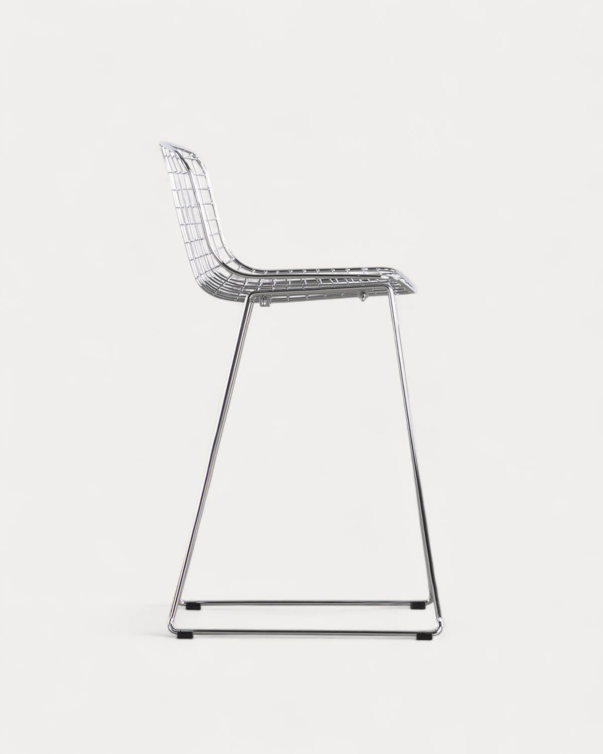 Aras Low Back Metal Bar Stool - Chrome gray