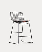 Aras Low Back Metal Bar Stool - Preto Obsidian