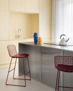 Aras Low Back Metal Bar Stool - Red Tinto