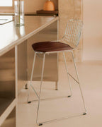 Aras Low Back Metal Bar Stool - Chrome gray