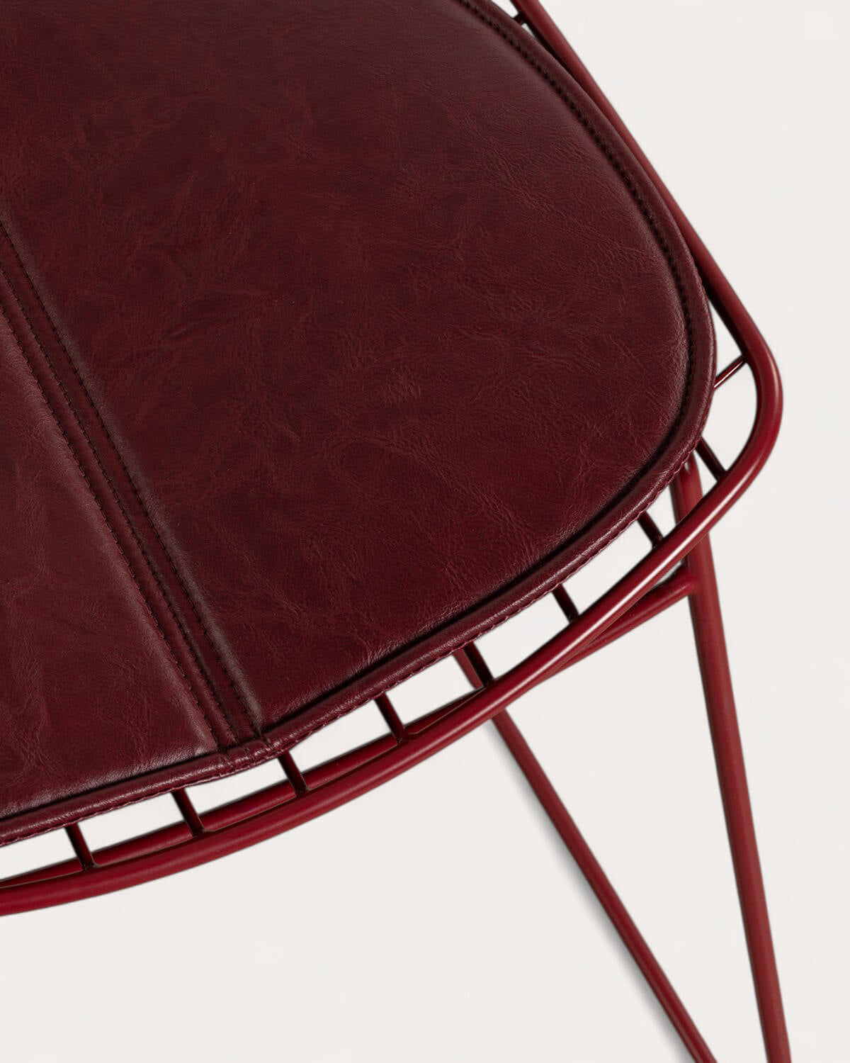 Aras Low Back Metal Bar Stool - Red Tinto