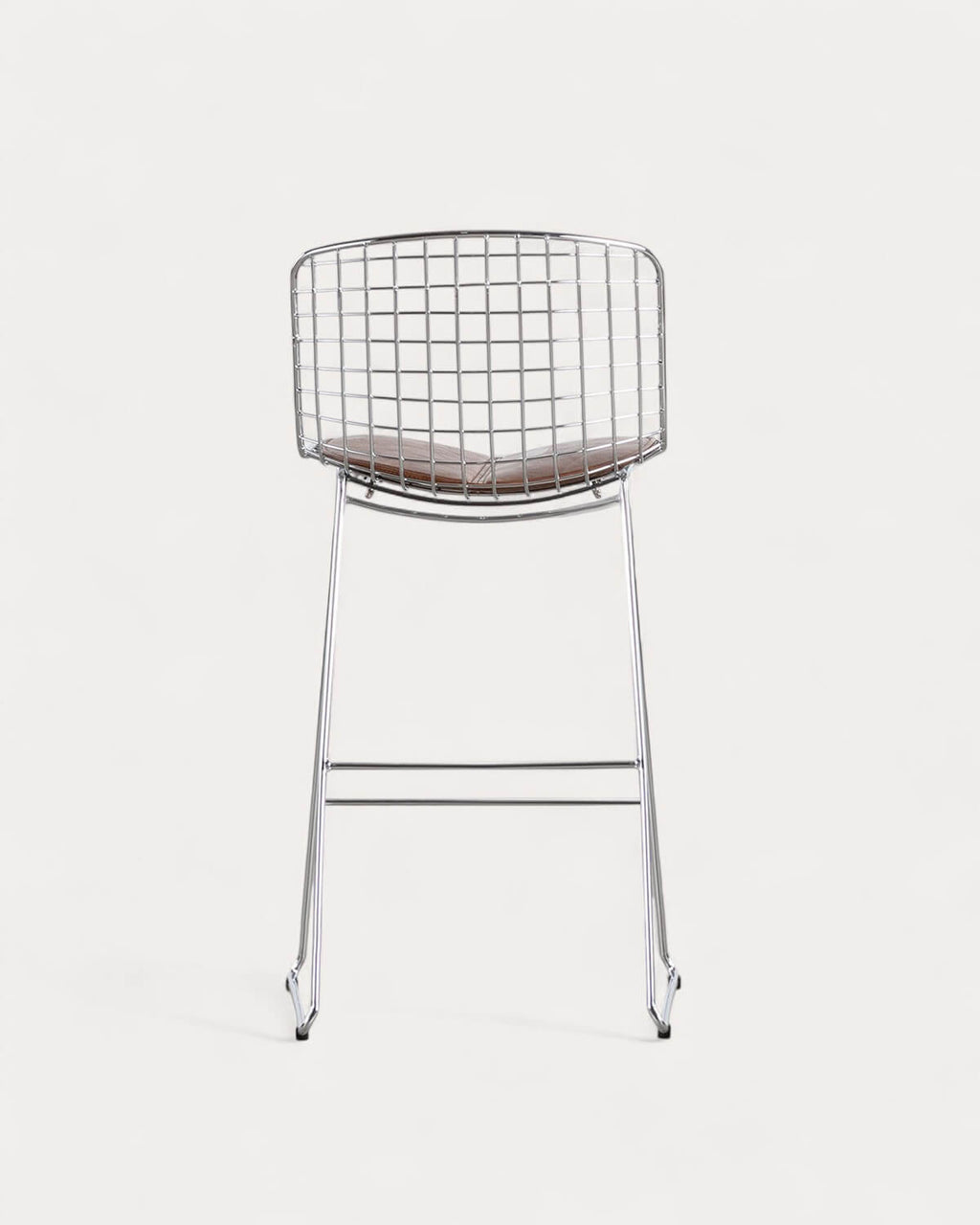 Aras Low Back Metal Bar Stool - Chrome gray