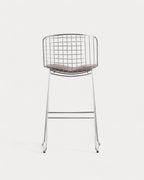 Aras Low Back Metal Bar Stool - Chrome gray