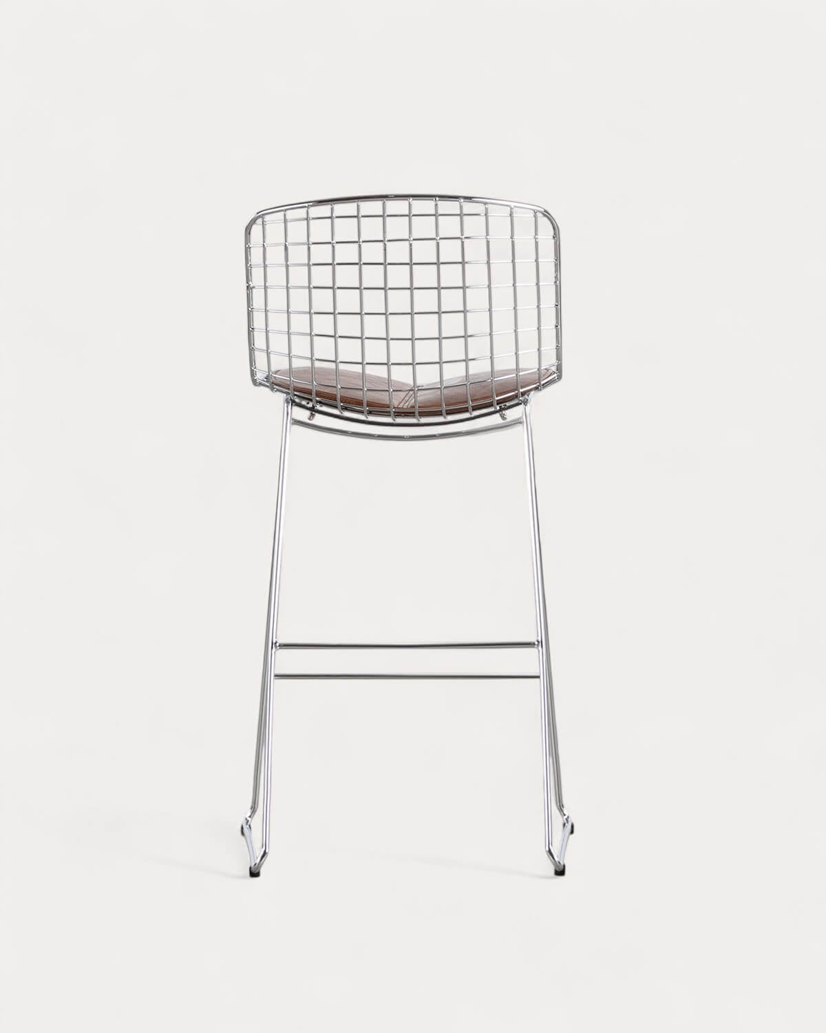 Aras Low Back Metal Bar Stool - Chrome gray