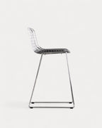 Aras Low Back Metal Bar Stool - Chrome gray
