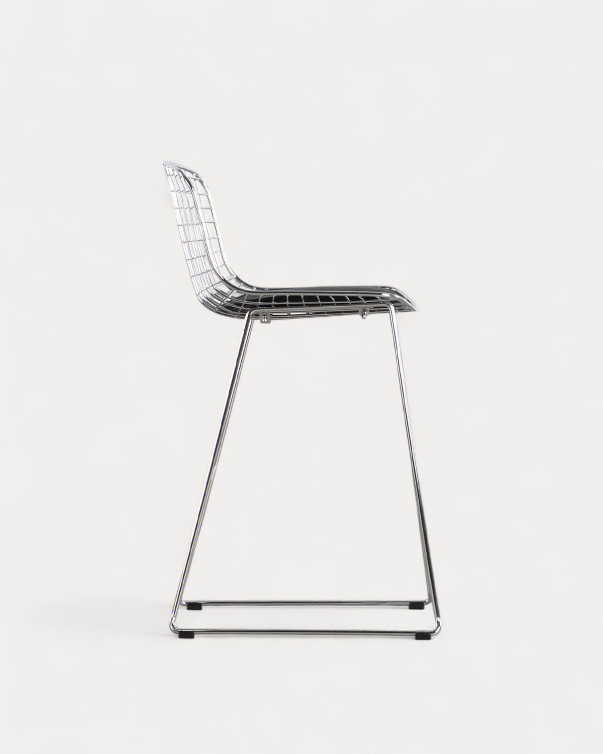 Aras Low Back Metal Bar Stool - Chrome gray