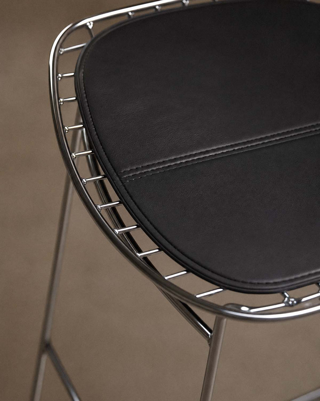 Aras Low Back Metal Bar Stool - Chrome gray
