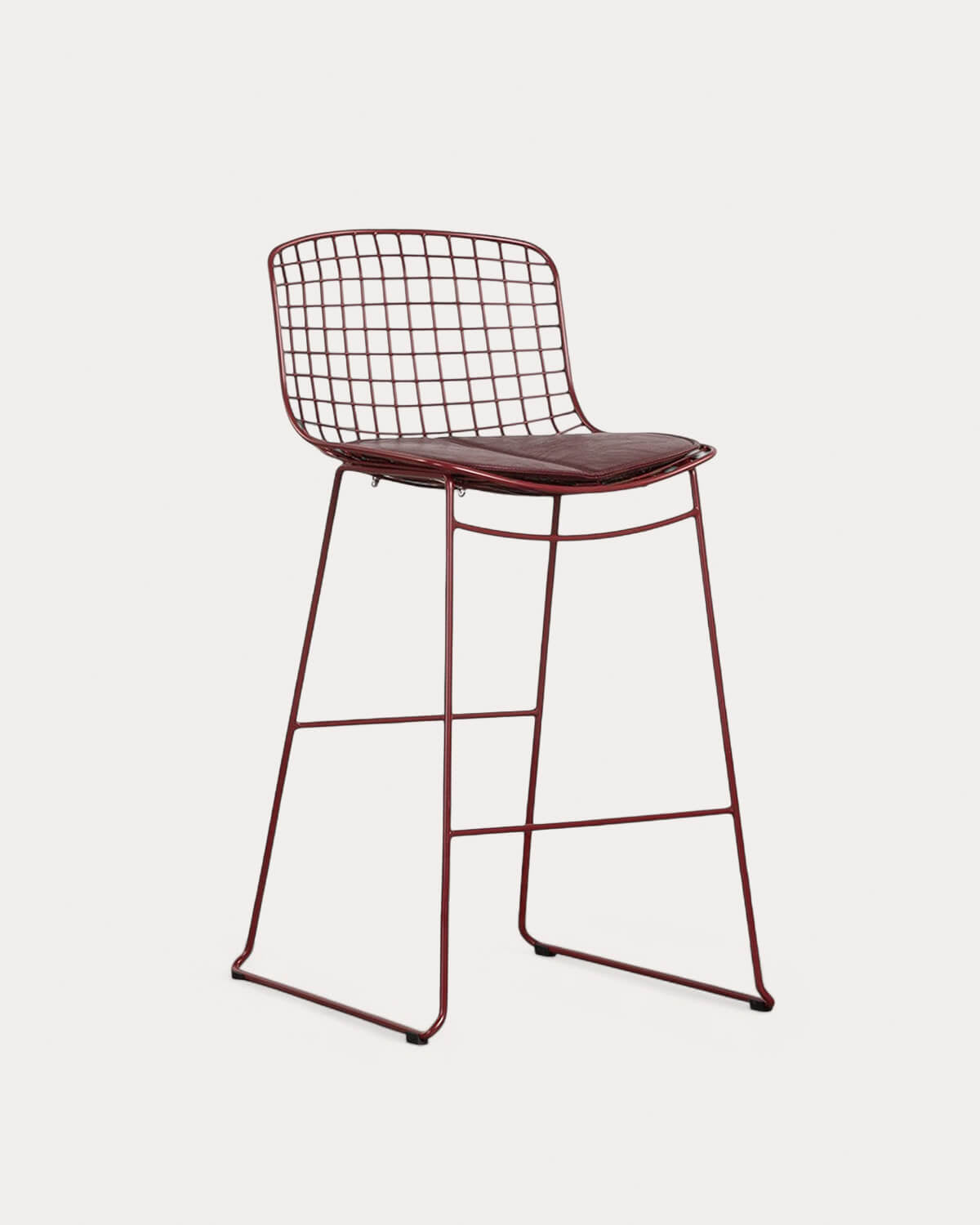 Aras Low Back Metal Bar Stool - Red Tinto