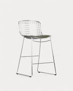 Aras Low Back Metal Bar Stool - Chrome gray