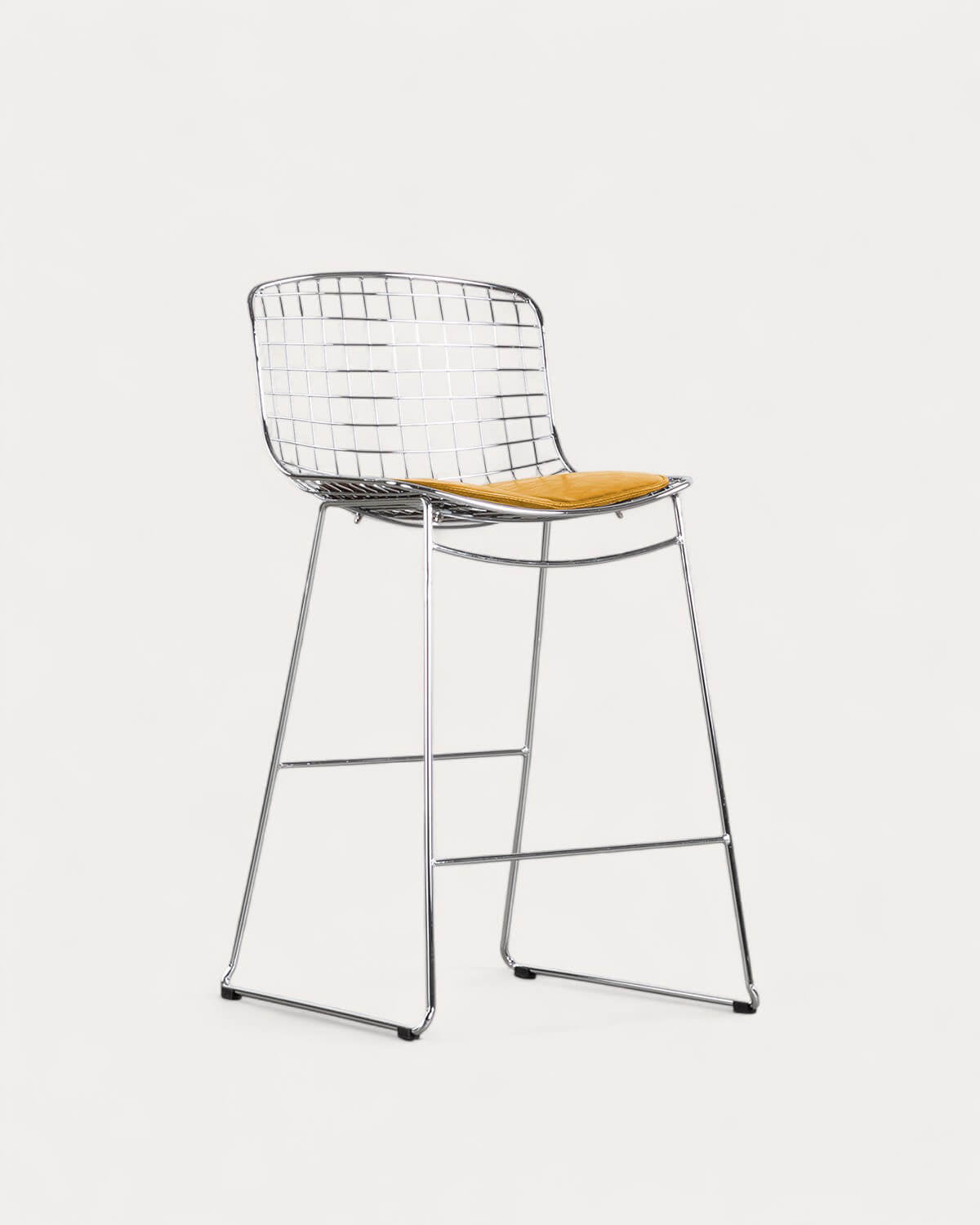 Aras Low Back Metal Bar Stool - Chrome gray