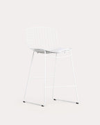 Aras Low Back Metal Bar Stool - Polar White