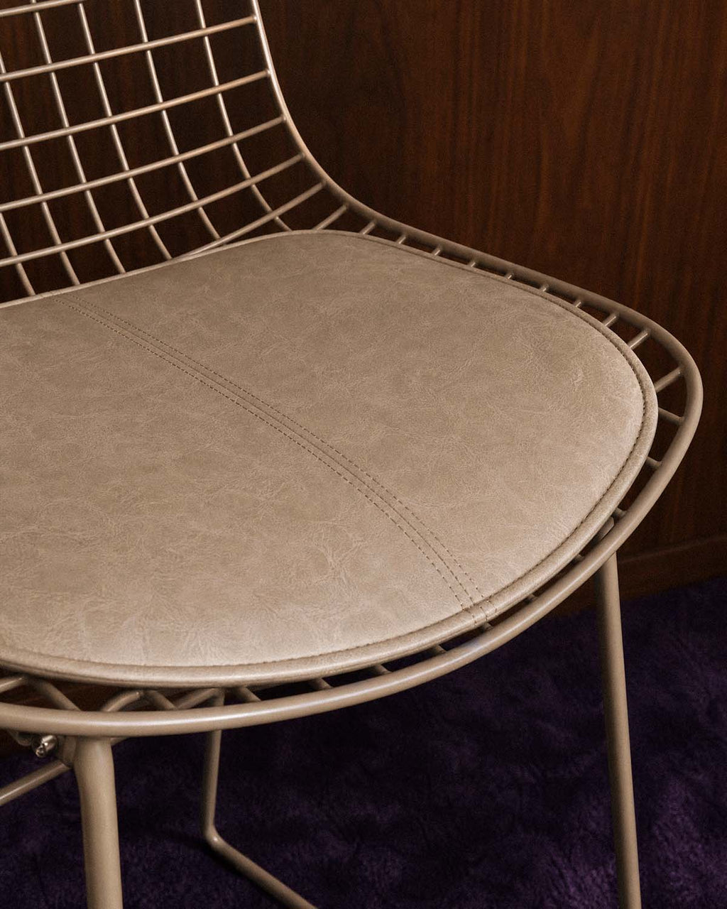 Aras Low Back Metal Bar Stool - Brown Clay