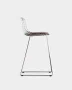 Aras Low Back Metal Bar Stool - Chrome gray