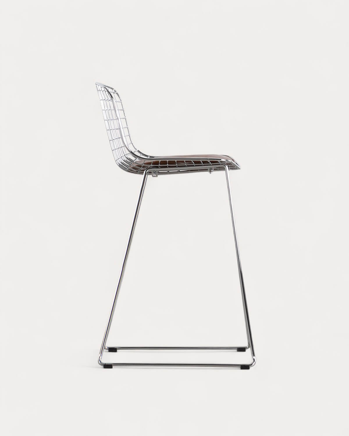 Aras Low Back Metal Bar Stool - Chrome gray
