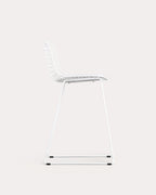 Aras Low Back Metal Bar Stool - Polar White