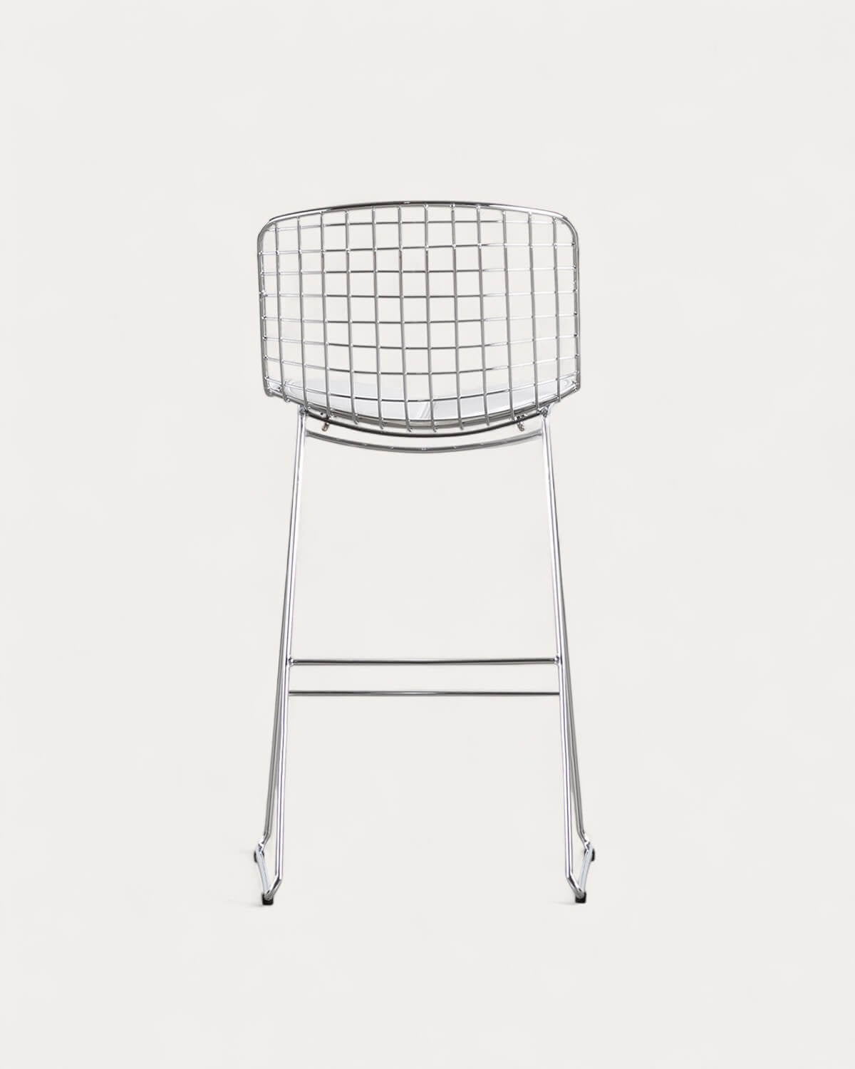 Aras Low Back Metal Bar Stool - Chrome gray