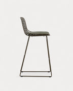 Aras Low Back Metal Bar Stool - Green Nori