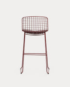 Aras Low Back Metal Bar Stool - Red Tinto