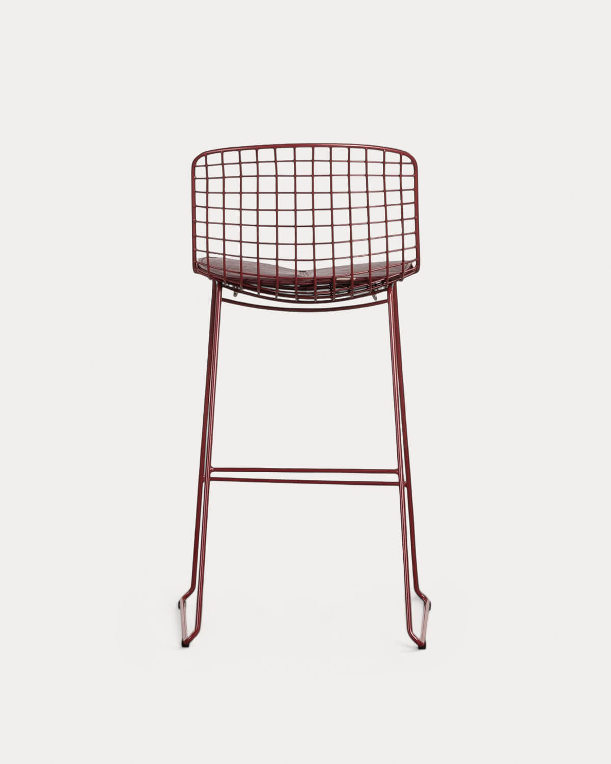 Aras Low Back Metal Bar Stool - Red Tinto