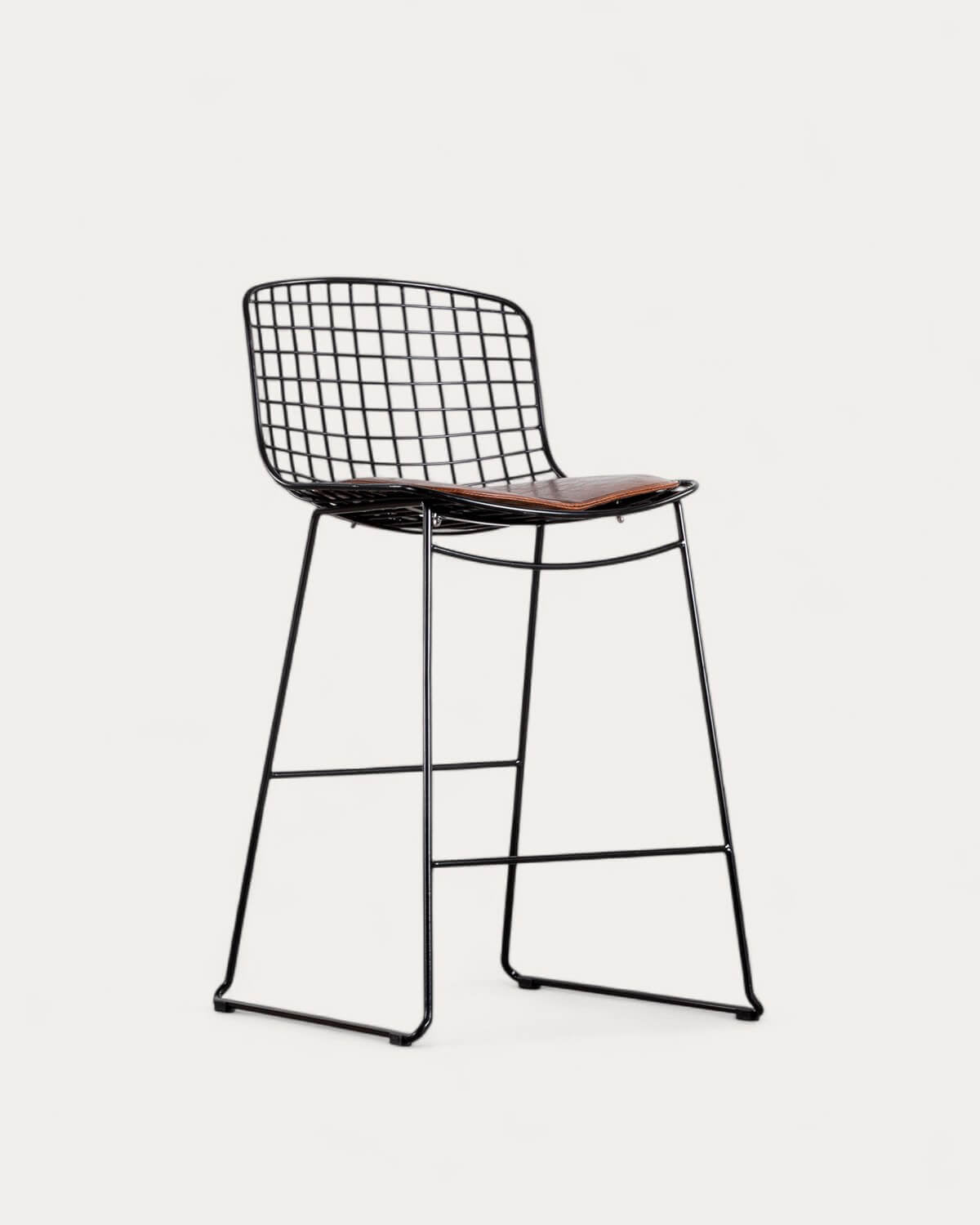 Aras Low Back Metal Bar Stool - Preto Obsidian