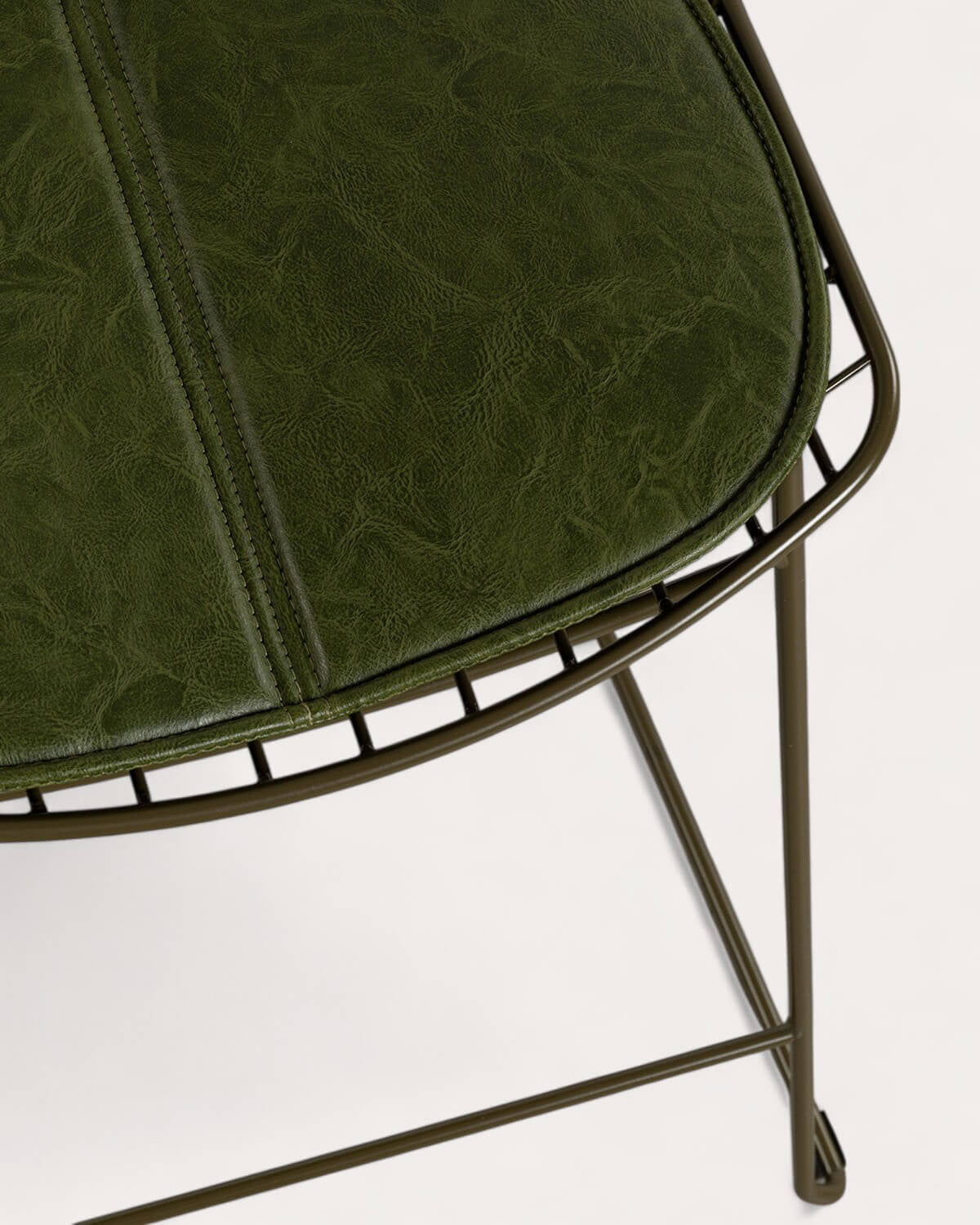Aras Low Back Metal Bar Stool - Green Nori