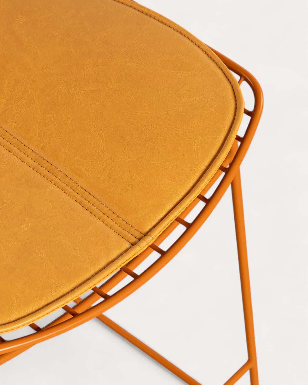 Aras Low Back Metal Bar Stool - Orange Terra