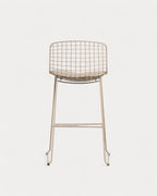 Aras Low Back Metal Bar Stool - Brown Clay