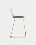 Aras Low Back Metal Bar Stool - Chrome gray