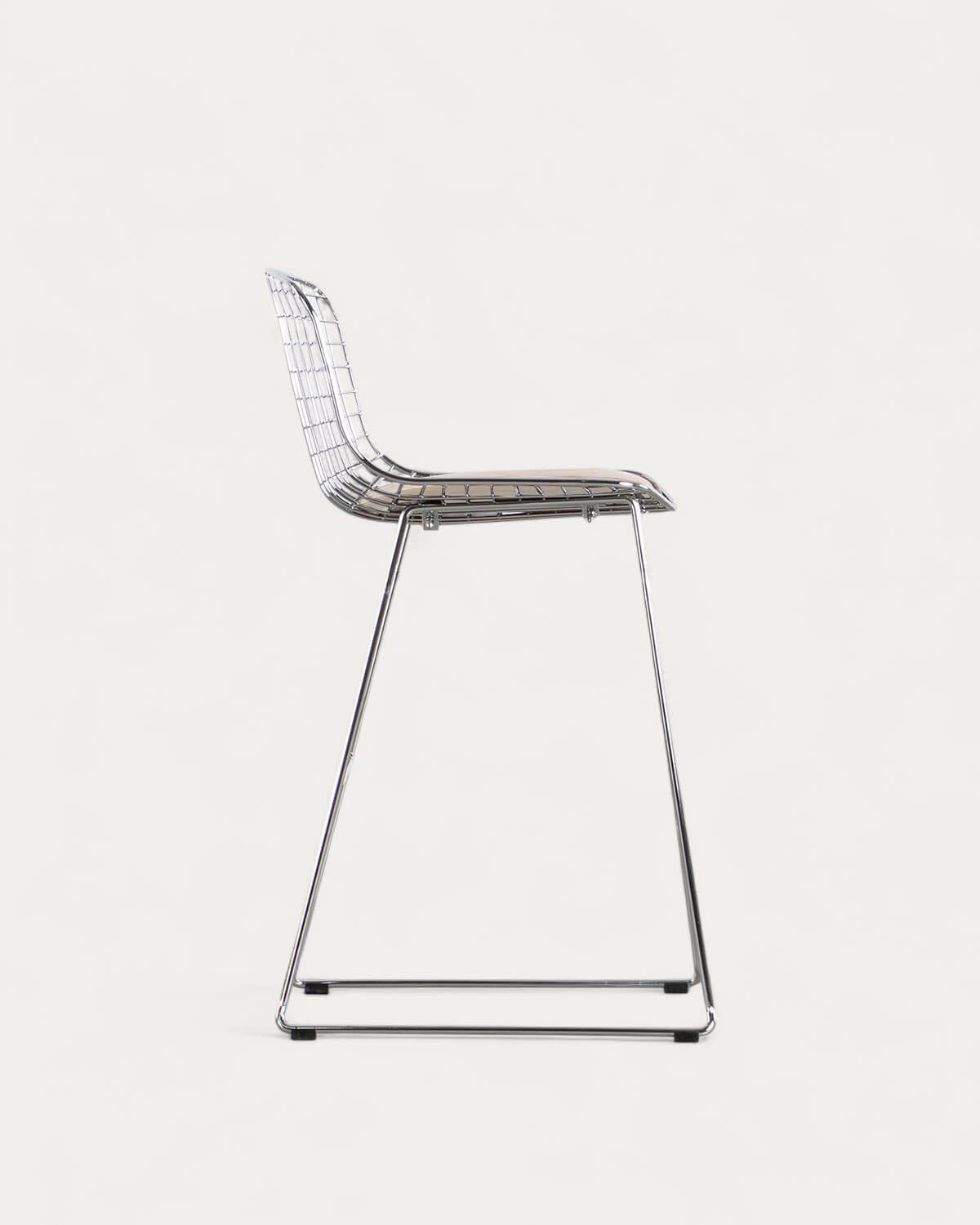Aras Low Back Metal Bar Stool - Chrome gray