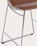 Aras Low Back Metal Bar Stool - Chrome gray