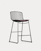 Aras Low Back Metal Bar Stool - Preto Obsidian