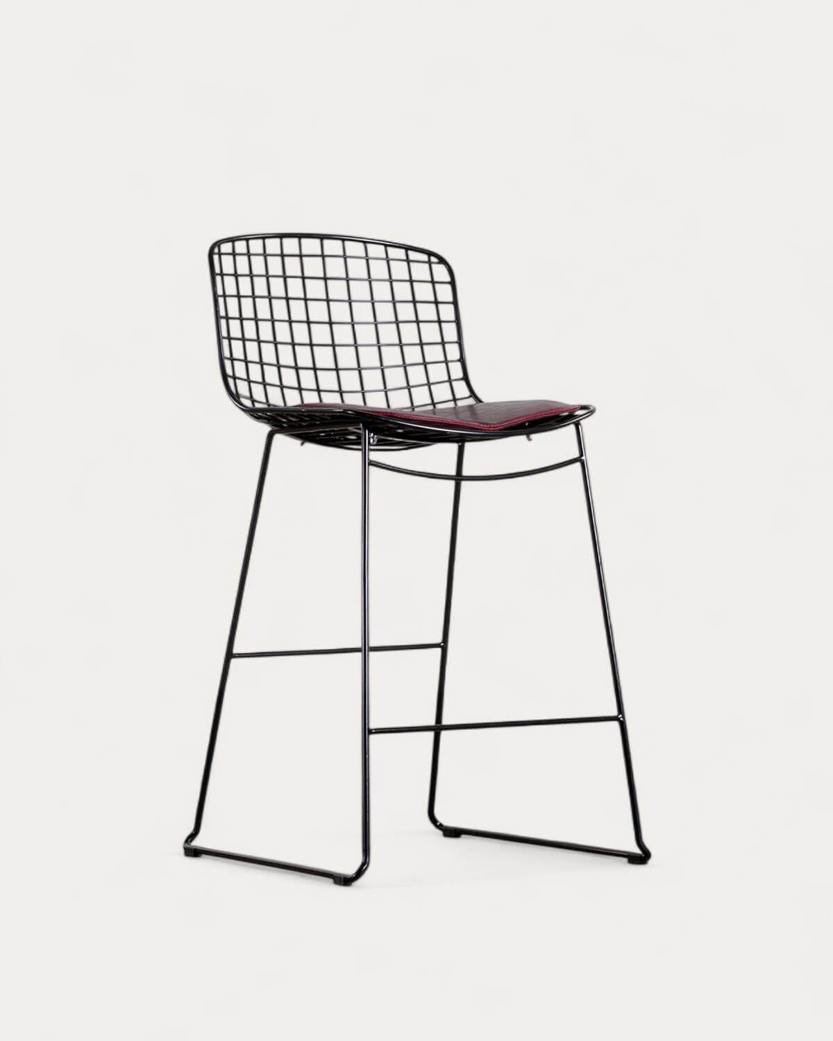 Aras Low Back Metal Bar Stool - Preto Obsidian