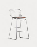 Aras Low Back Metal Bar Stool - Chrome gray
