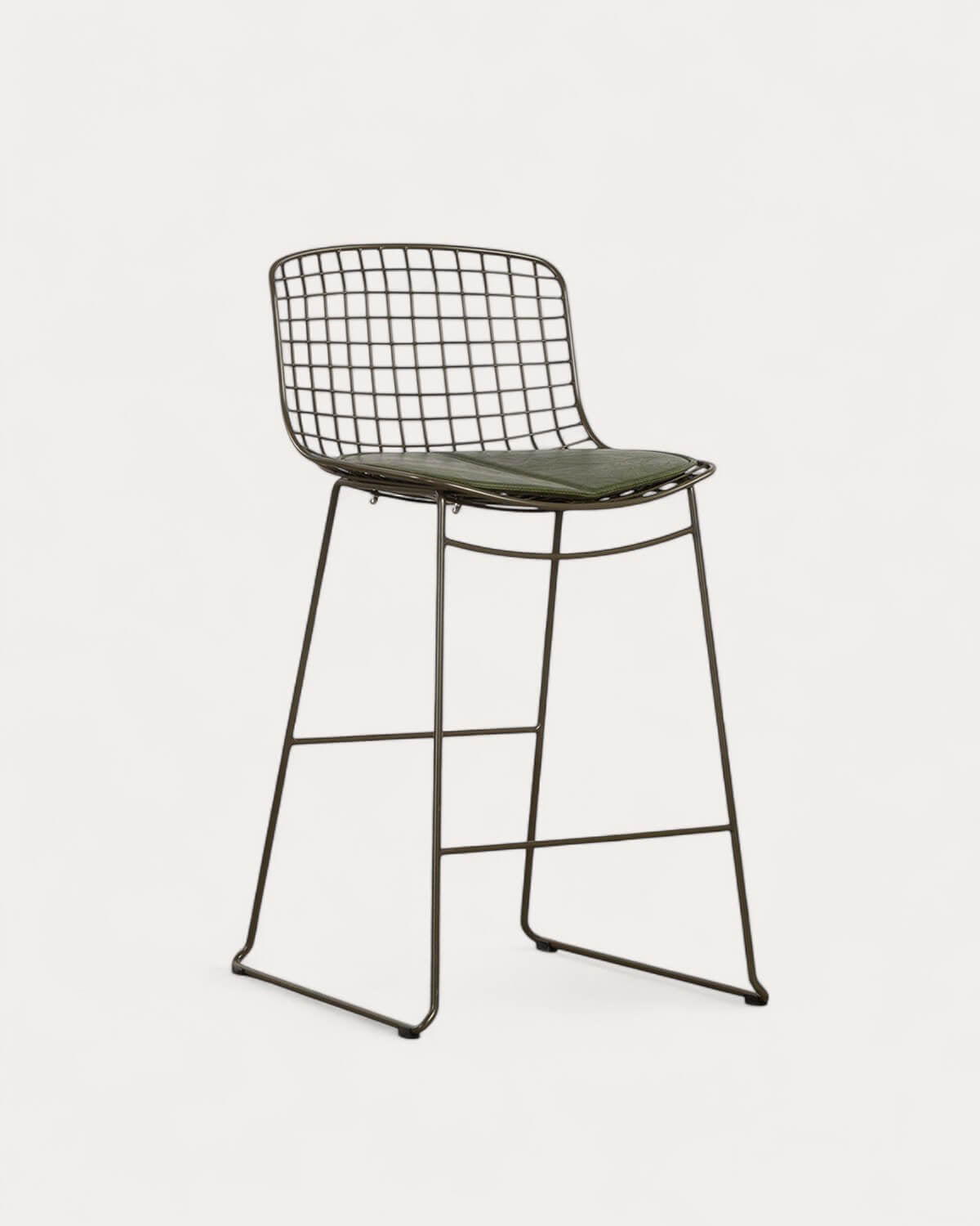 Aras Low Back Metal Bar Stool - Green Nori