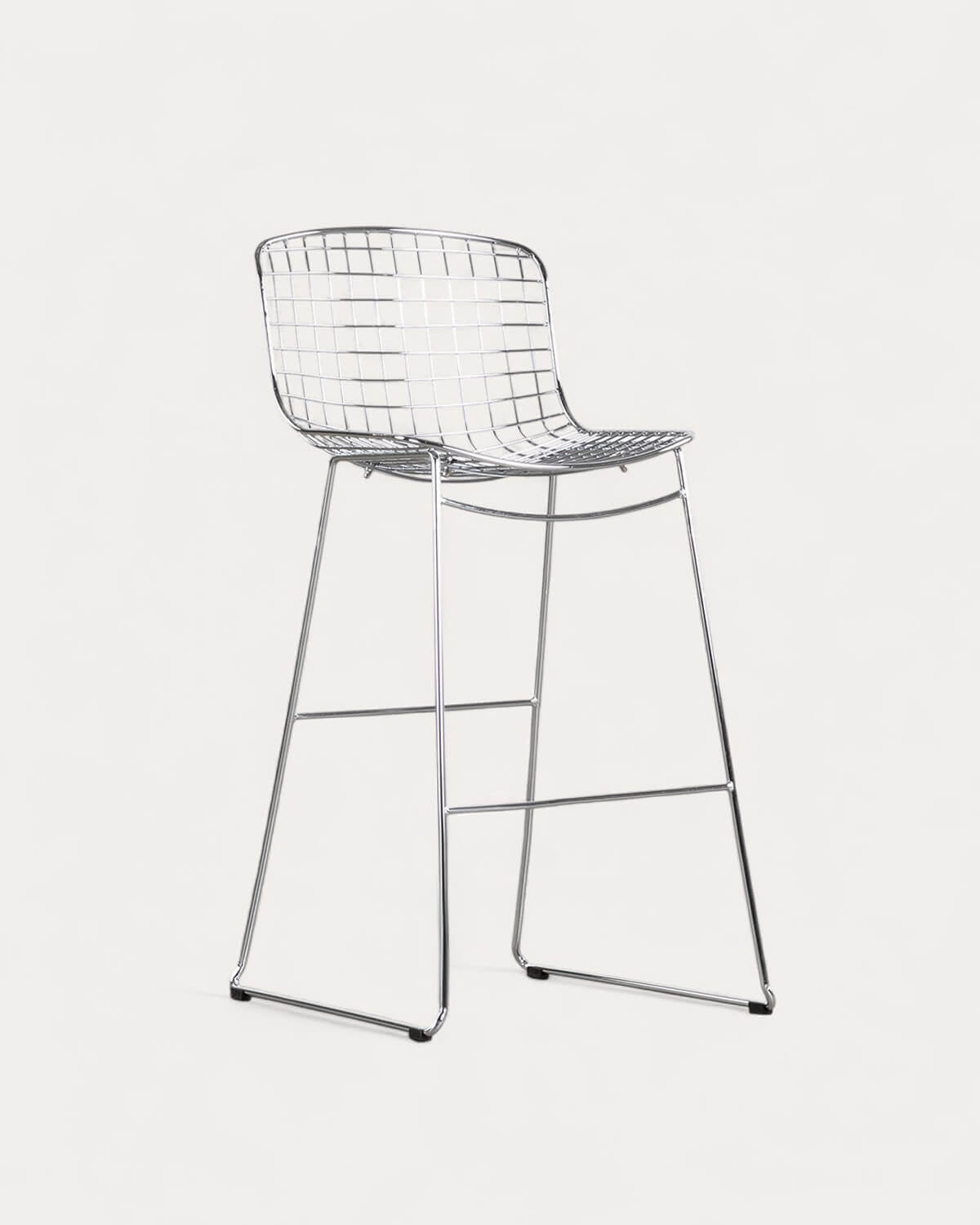 Aras Low Back Metal Bar Stool - Chrome gray