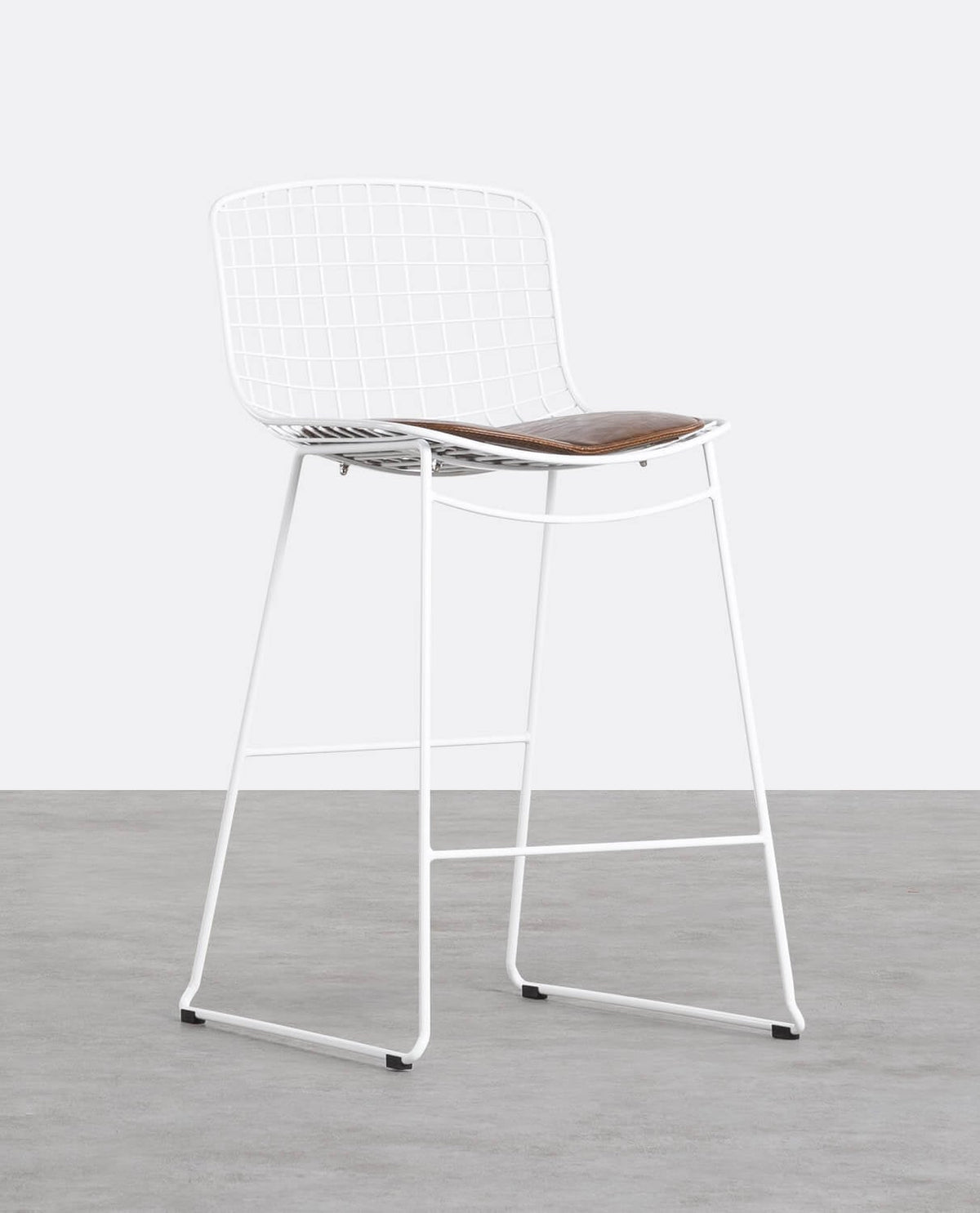 Aras Low Back Metal Bar Stool - Brown Clay