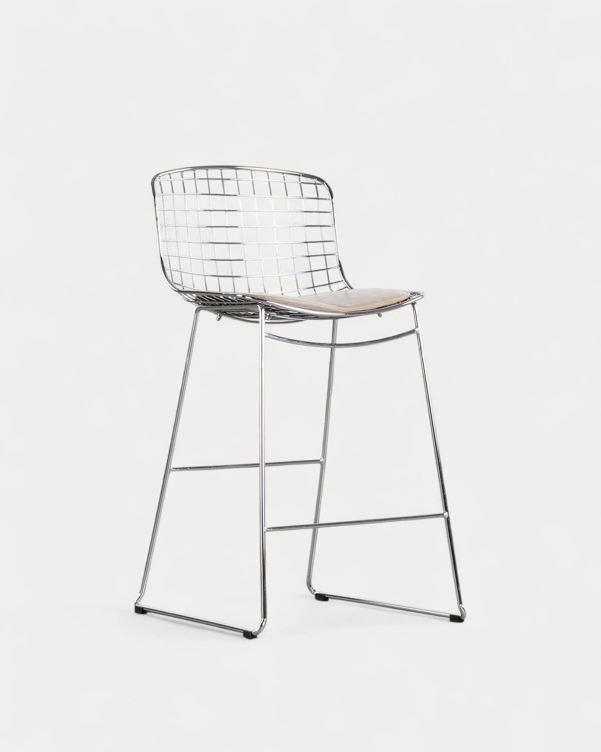 Aras Low Back Metal Bar Stool - Chrome gray