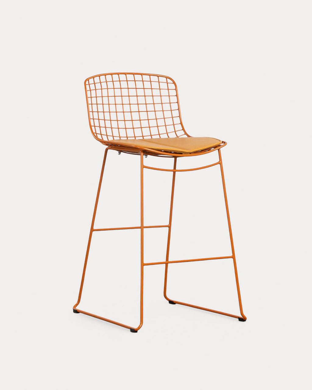 Aras Low Back Metal Bar Stool - Orange Terra