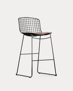 Aras Low Back Metal Bar Stool - Black