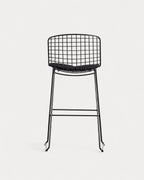 Aras Low Back Metal Bar Stool - Black