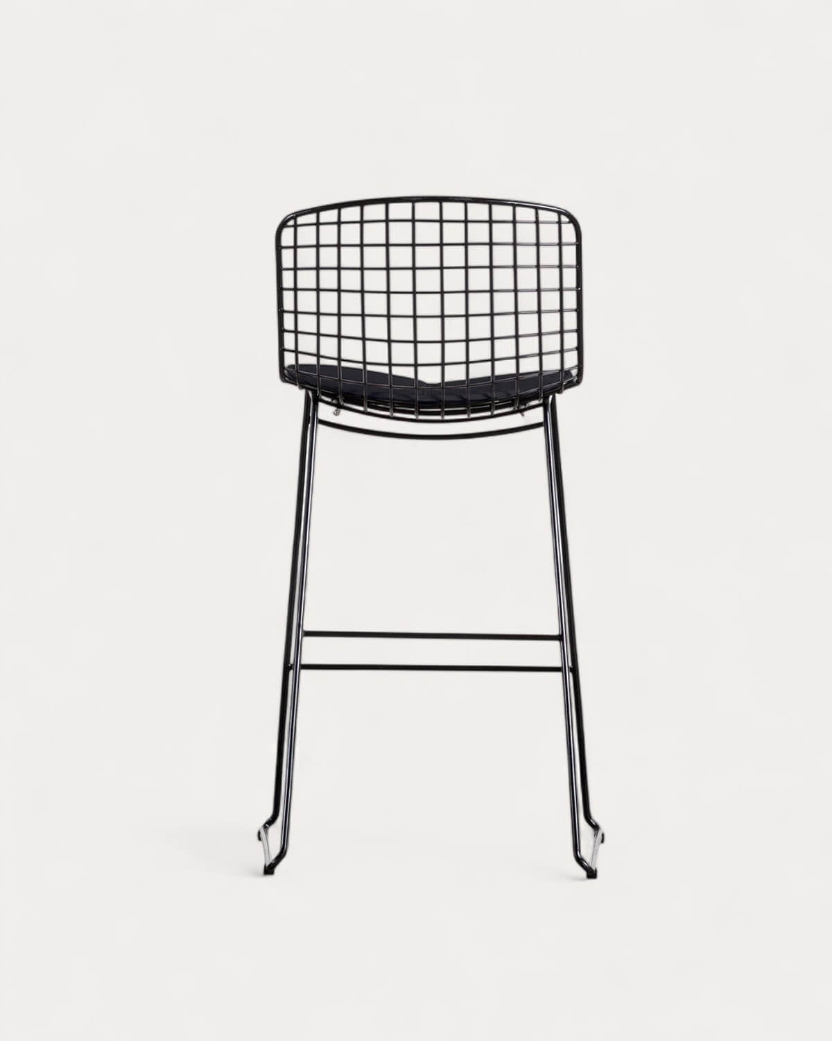 Aras Low Back Metal Bar Stool - Black