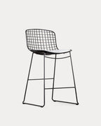 Aras Low Back Metal Bar Stool - Preto Obsidian