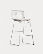 Aras Low Back Metal Bar Stool - Chrome gray