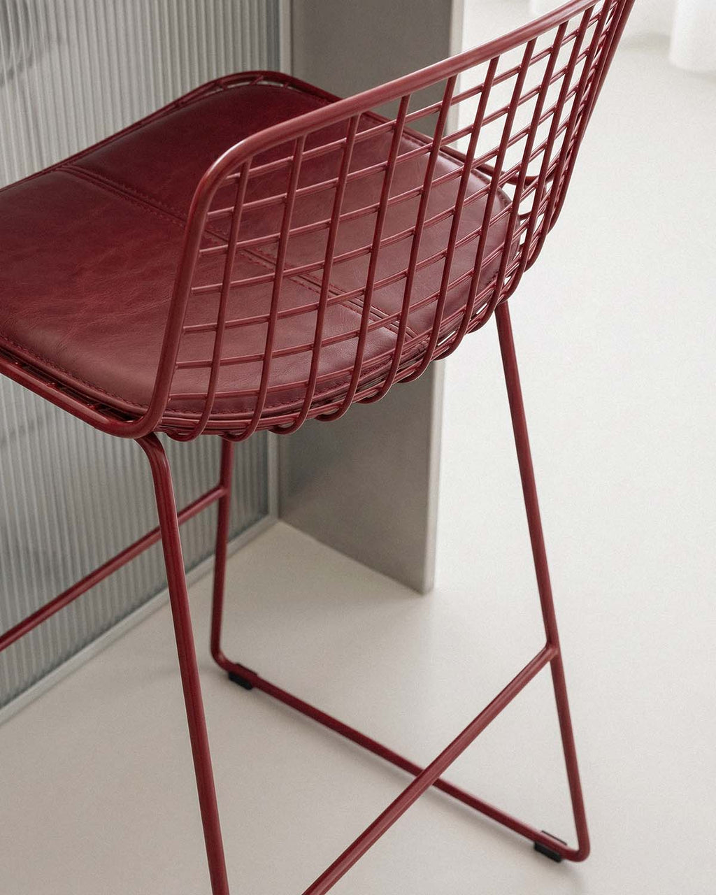 Aras Low Back Metal Bar Stool - Red Tinto