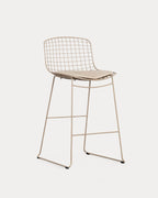 Aras Low Back Metal Bar Stool - Brown Clay
