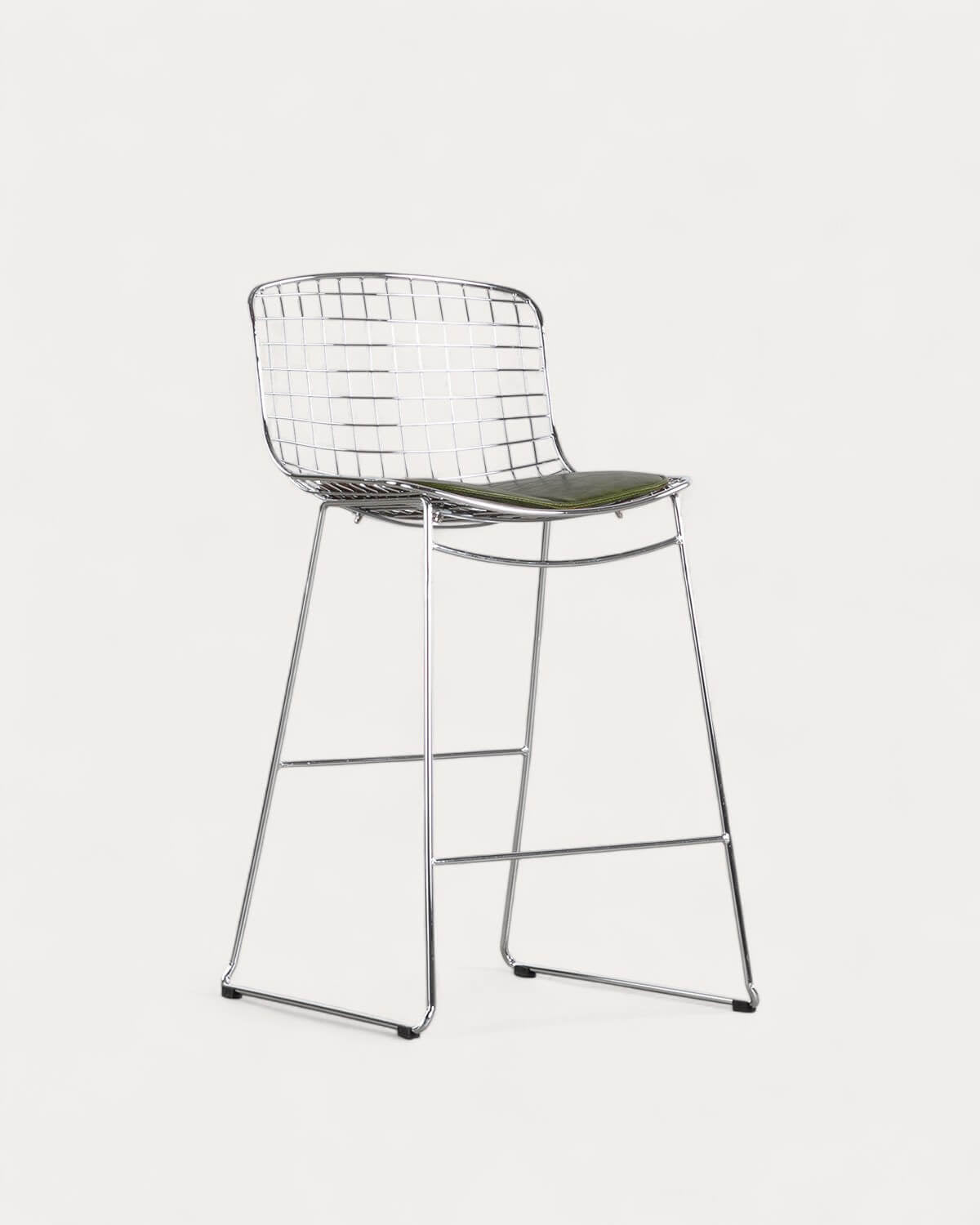 Aras Low Back Metal Bar Stool - Chrome gray