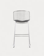 Aras Low Back Metal Bar Stool - Chrome gray