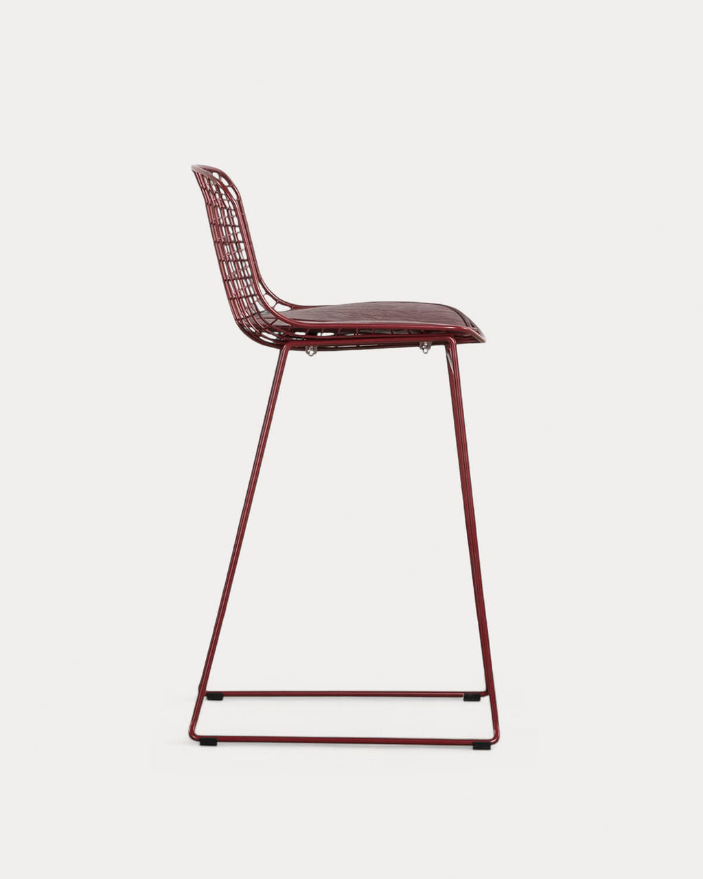 Aras Low Back Metal Bar Stool - Red Tinto