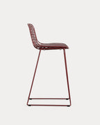 Aras Low Back Metal Bar Stool - Red Tinto